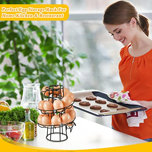 Zubebe 2 Pcs Egg Basket Storage, Spiral Fresh Egg Collecting Holder Countertop Metal Wire Rack Functional Dispenser for Kitchen Display(9.4'',handle Style) - size: 9.4'', style: Handle Style