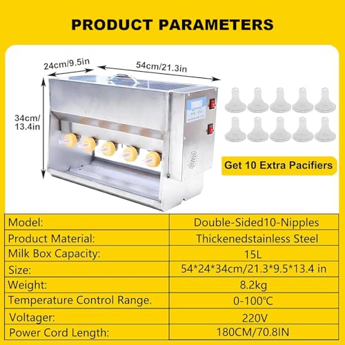 Stainless Steel Piglet Lactation Feeder, with Sound Source, Automatic Stirring Little Pig Milk Feeding Machine, for Lambs and Small Cattle, Prevent Piglet from Running Around 10 Nipples - size: 10 Nipples