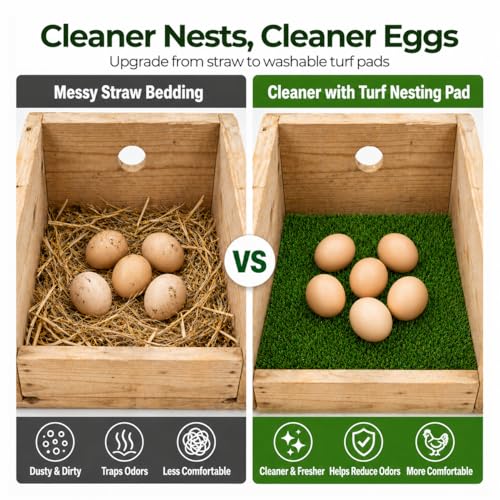 Chicken Nesting Pads, 12x12 Washable Artificial Grass Mat for Chicken Coop, Reusable Pet Garden Turf with Rubber Backing (8PCS) - color: 8PCS