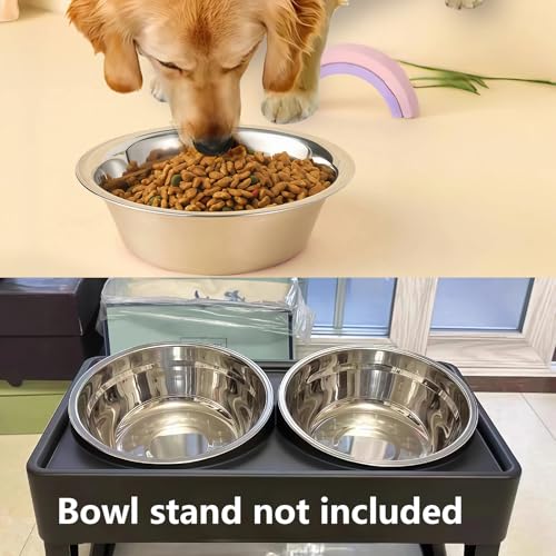 kathson 2 Pack Stainless Steel Dog Bowls, Dog Water and Food Bowl Set, Metal Puppy Bowls, Pet Dishes for Small Dogs and Cats - color: Silver, size: 4cups