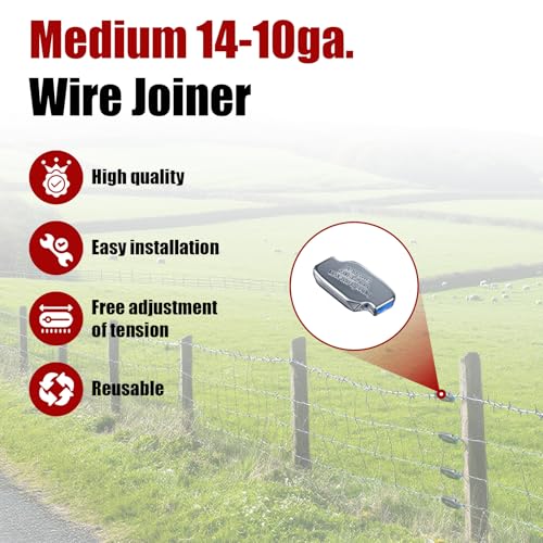 Adjustable Tension Fence Wire Joiner (20 Pack), Fits 14-11 Gauge / 2.0mm-3.25mm Wire, Ceramic Roller Fence Connector for High Tensile & Electric Fencing