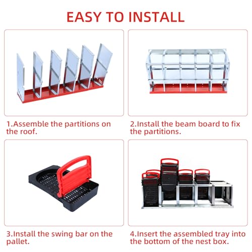 Chicken Nesting Box, 10 Compartment Roll Away Nesting Box for Eggs, Chicken Laying Box with Egg Collection, Cleanable Pull Out Hen Roosting Boxes - color: Red, size: 47.2"L x 17.7"W x 35.4"H