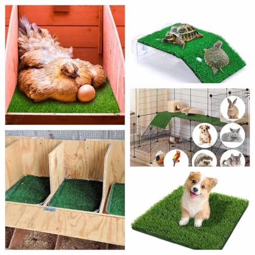 Washable Nesting Pads for Chicken Coop - 6 Pack 12"x12"x1.2" Chicken Laying Box Pads - Durable, Soft, Thick Artificial Grass Turf Mats for Nesting Boxes, Indoor/Outdoor Synthetic Bedding