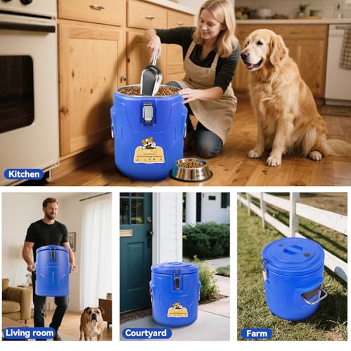 Newget 20lb Dog Food Storage Container, Stainless Steel Airtight Pet Food Storage Container and Durable Plastic Food Container, Large Metal Cat Food Container with Lid and Scoop to Keep Fresh - size: 20 lb