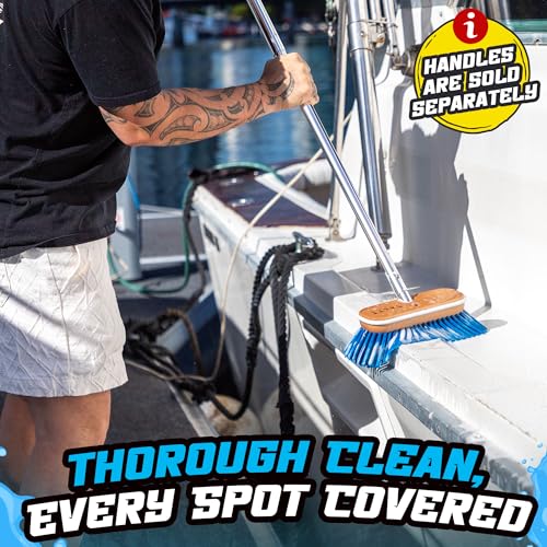 Salty Captain Medium Bristle Boat Deck Brush – Versatile Cleaning for Non-Skid, Fiberglass & Painted Surfaces – Durable Marine-Grade Design - style: Brush Medium (Pole not included)