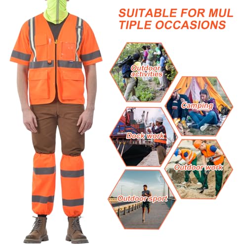 A-SAFETY unisex-adult Class E Two-tone Mesh Leg Gaiters - color: Kint Orange