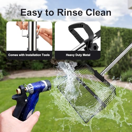12-inch Large Chicken Poop Scooper with Ergonomic Grip, 5 in 1 Adjustable Chicken Coop Pooper Shovel, Sifting Litter Shovel Scoop for Dog Coop/cowshed/Sheep Pen/Pigsty/Stable Cleaning/Feed hay - size: 12inch Width
