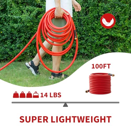 Garden Hose 100 ft x 5/8” Hot/Cold Water Hose,-50°F to 190°F,Burst 600Psi Flexible & Lightweight Upgraded Rubber Hoses,3/4” Solid Fittings for All-weather Outdoor Lawn & Garden - size: 100Ft, style: 5/8"