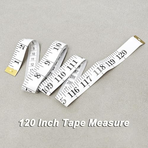 2 Pack Soft Tape Measure Double Scale 120-inch/300cm, Fabric Craft Tape Measure & Medical Body Measurement, Sewing Flexible Vinyl Ruler & Measuring Tape for Body Weight Loss (White) (White*2) - color: White*2