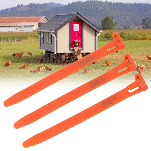 Tissting 1-100 Numbered Poultry Leg Bands, Reusable Chicken ID Rings for Ducks Chicks Geese Pigeons Easy Identification Tracking Management (Orange) - color: Orange