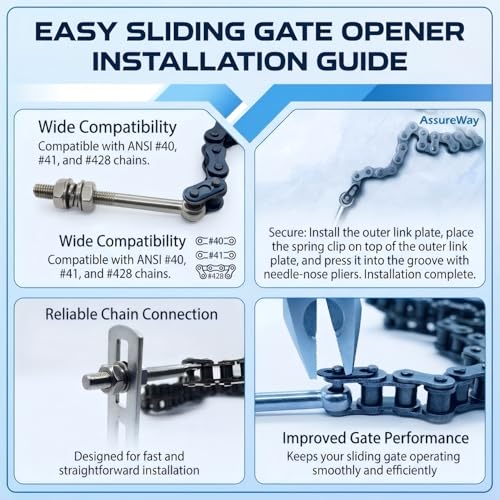 Automatic Gate Opener Tie Rod Chain Connection Hardware,Sliding Gate Roller Chain Bolt Tensioner Compatible with ANSI #40#41#428, 2Pcs (Flat & Standard) - size: M8*80mm(Flat & Standard)