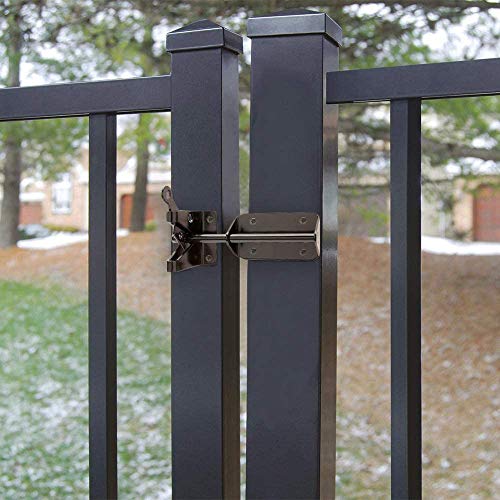 HILLMASTER Heavy Duty Automatic Gate Latch for Wooden Fences with Pull String, 7.5" Self-Locking Gravity Gate Door Latches with Handle for Outdoor Garden, Pool, Metal Gates, Vinyl Fence, Black Finish