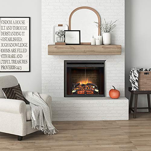 PuraFlame Klaus Electric Fireplace Insert with Fire Crackling Sound Glass Door and Mesh Screen, 750/1500W, Black, 26 Inches Wide, 23 3/16 Inches High, 26 W X 23 3/16 H X 7 51/64 D - size: 26" without Trim