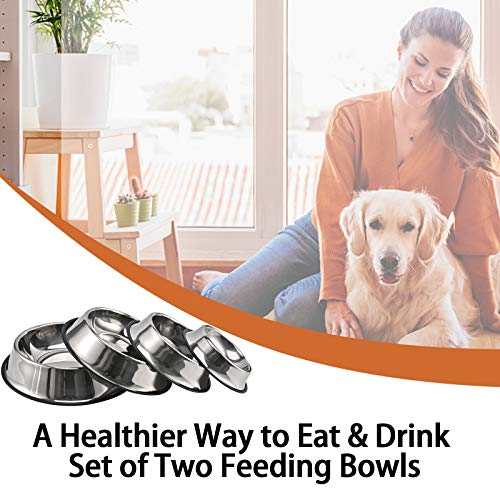 2Packs Stainless Steel Dog Bowl with Anti-Skid Rubber Base for Small/Medium/Large Pet, Perfect Dish, Pets Feeder Bowl and Water Bowl Perfect Choice for Dog Puppy Cat and Kitten (26oz) - size: 26oz