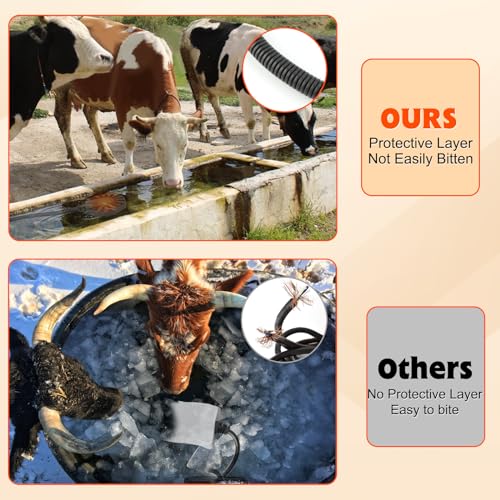 500W Horse Water Heater Aluminum Cast, Thermostatic Control Farm De-Icer, Utility Pond De-icer for Livestock Poultry Birds Horses Cows Wildlife Drinking for Winter - size: 500W
