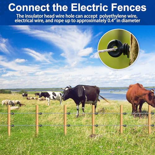 Kingdder Electric Fence Tester Kit, 12kv Neon Voltage Fault Finder (No Battery Required) with 50 Pcs Screw-in Wood Post Insulators for Farm Ranch Polywire Tape, 2000v-12000v(Bolt Kit) - style: Bolt Kit