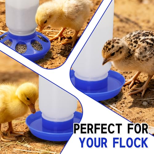 Chick Feeder and Waterer Set – Automatic 1kg Chicken Feeder and 1L Waterer for Baby Chicks, Ducks, and Quail – Brooder Starter Kit & Chicken Coop Supplies and Accessories - color: Blue