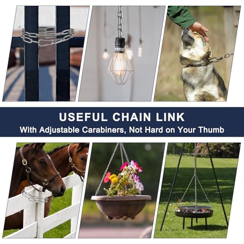 2 Pack Outdoor Fence Gate Chains, 5/32 x 36 Inch Mental Chain Fence Lock with Spring Hooks Easy to Open and Close, Silver Safety Gate Chain Link for Livestock, Ranch, Barn Urkupoo (Extended)