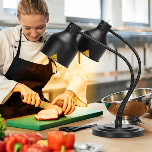YUANHAO Commercial Dual-Head Food Heat Lamp | Buffet Warmer with 3 Shatterproof Bulbs – Flexible Gooseneck Heating Light for Catering, Restaurants & Carving Stations