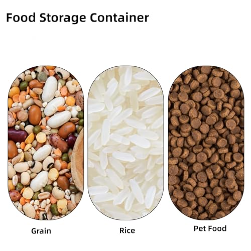 2 Pack Rice Storage Container 25 lbs, Airtight Flour Storage Containers with Lid and Wheels, Measuring Cup & Scoop, BPA Free, Bulk Food Dispenser for Sugar, Grain, Cereal - Pet Food Bin (Grey) - color: 2Pcs 25LB Grey