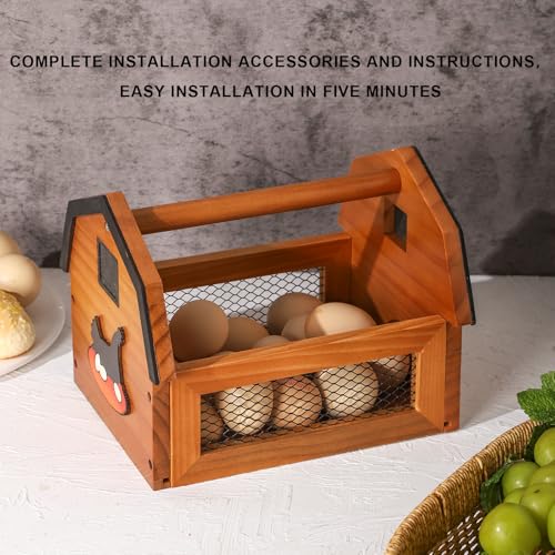 Egg Basket for Gathering Fresh Eggs, Farmhouse Egg Collecting Basket, Wood Chicken Egg Basket Countertop. (Brown Medium) - color: Brown, size: Medium