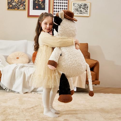 IKASA Giant Cow Stuffed Animal Plush Toy,30 Inches Large Big Jumbo Soft Toys, Huge Size Cute Fluffy Plushy Fat Oversized Plushie - style: Cow