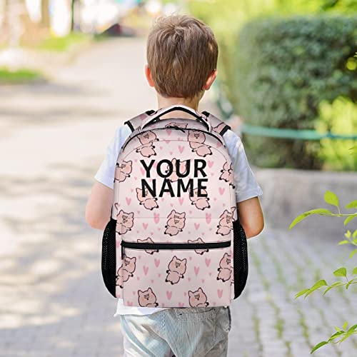 Personalized Pig Backpack Gifts with Text Name, 16 Inch Cute Pig Bookbag Durable, Lightweight, Large Capacity, Funny Animal Backpack for School Girls Kids Women - color: Style-2-1
