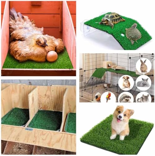 Washable Nesting Pads for Chicken Coop - 3cm Extra Thick & Soft Artificial Grass Turf Mats, Anti-Shedding & Flexible Eco-Backing, Chicken Laying Box Pads (6 Pack, 12"x12") Upgraded