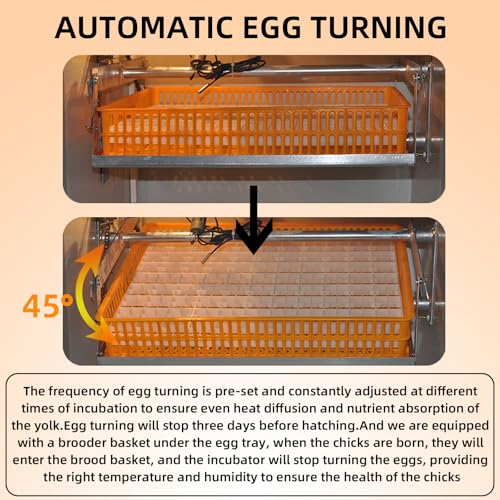 XKV 440 Egg Incubator with Automatic Egg Turning,Temperature Control and Humidity Control,Hatching Eggs,Chicken,Ducks,Poultry,Industrial Brooding Machine Chicken Incubator for Farm,Lab,Home,Indoor - size: 440 Egg-265L