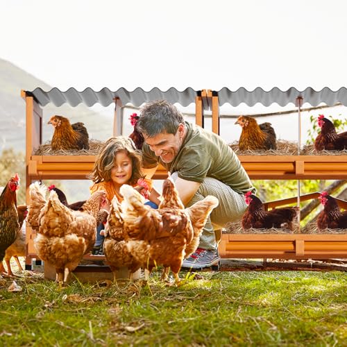 8-Compartment Chicken Nesting Boxes, Spacious for Large Breeds, Premium Pine Wood & Weather-Resistant PVC Sloped Roof, Safe No Sharp Edges for Laying Hens - size: 52.8"L x 12.2"W x 29.8"H