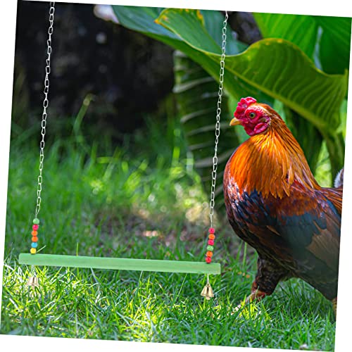 Natural Wood Chicken Perch with Swing and Ladder Pet Climbing Playground for Poultry Entertainment Coop Accessory to Reduce Boredom and Encourage Chewing Random Color