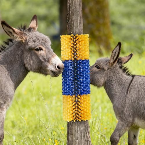 Livestock Scratching Brush 4PCS – Horse Scratching Post, Goat & Cow Grooming Scratcher, 17.13" x 7.48" Cattle Goat Horse Scratch Brush with 16 Screws for Back Itch Relief & Cleaning (yellow, 4pack) - size: 4pack