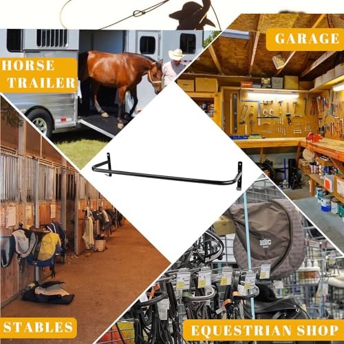 4Pcs Blanket Rack with Bridle Hooks,Wall Mounted Removable Horse Blanket Bar for Hanging Horse Blankets Pads Saddle Blankets,34 Inch, Black