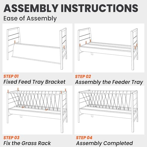 Goat Hay Feeder, 92 Gallons Large Capacity Goat Feeder, Stainless Steel Hay Feeder for Goats with Durable Frame, Deeper Feeding Pan for Goats, Sheep, Horse, Silver (Stainless Steels) - style: Stainless Steels