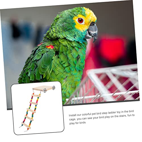 Happyyami Bird Ladder Toy for Birds Parrot Perch Platform and Step Ladder for Parakeets Cockatiels Lovebirds Promotes Exercise and Beak Health Easy to Install - size: 30x10cm