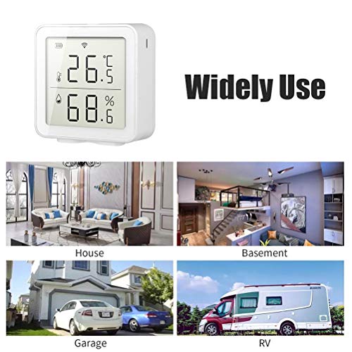 Pssopp Smart Temperature Humidity Monitor Wireless Thermometer Hygrometer with Remote Monitoring Alarms for Indoor Outdoor Beekeeping Greenhouse Farm (White)