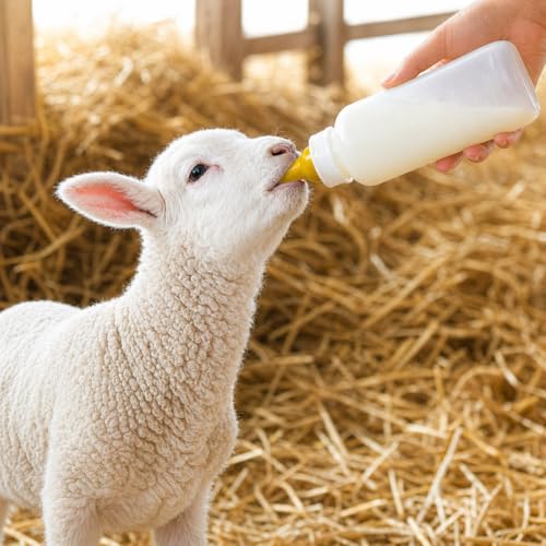 KTXM-Lamb Goat Bottle Nipples, 6-Pack Silicone Feeding Nipples, Pre-Cut X Opening, Replacement Livestock Nursing Teats for Baby Lambs, Goat Kids and Piglets(Bottle not Included)