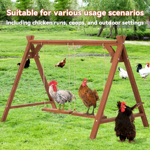 PETSFIT Chicken Roosting Bars for Hens with 2 Swings,Chickens Perch for Pet's Healthy and Play,Chicken Coop Accessories for 6-8 Chickens,Easy to Assemble and Clean
