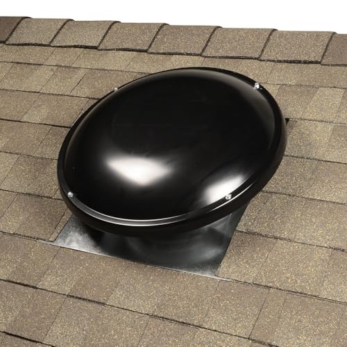 Master Flow GAF 1000 CFM Black Power Roof Mount Attic Vent: Efficient Ventilation and High Airflow Capacity at the rate of 1,000 cubic feet per minute for attic spaces upto 1,600 square feet - color: Black