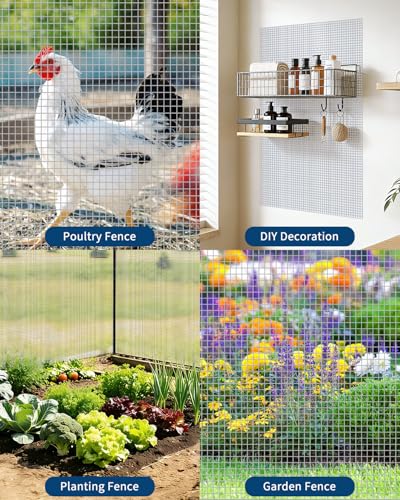 48inch x 50ft Hardware Cloth 1/4 inch Chicken Wire Fencing 23Ga, Hot Dipped Galvanized After Welding Garden Plant Supports Welded Metal Chicken Wire Fence, Poultry Animal Netting Cage Screen - size: 1/4" x 1/4" 23GA 4'Γ50'