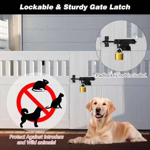 3-Pack Heavy Duty Slide Bolt Gate Latches with Padlock Hole – Rustproof Iron Sliding Locks for Wooden Fence, Shed Door, Barn & Outdoor Gates (Black, 6.4” x 2.3”)