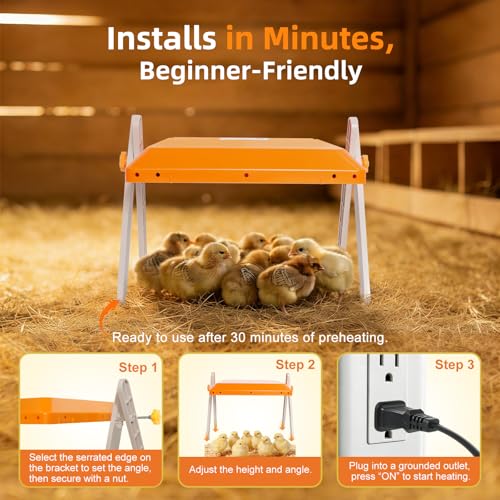 Chick Brooder Heating Plate - Briidea 80W Chicken Heater with Adjustable Temperature, 10 PET Cleaning Film, Adjustable Height & Angle, Warmth Like Mother Hen for 15 Small Poultry 10" x 10" - color: Adjustable Temperature 80–160°F