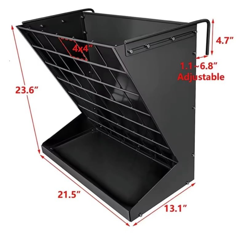 Wall Mount Hay Feeder for Goats, Covered Feeder for Horses with Roof, 2in1 25 Gallon hay Rack & Grain, Hanging Hook on Fence Mount, Galvanized Steel Goat hay Feeder for Sheep Cattle - Black