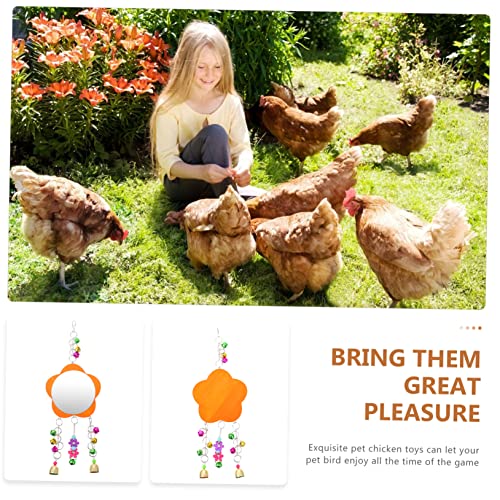 Totority Hanging Rooster Mirror Toy for Chickens Durable Pet Cage Accessory for Fun and Entertainment Gardens and Farms for Birds and Livestock