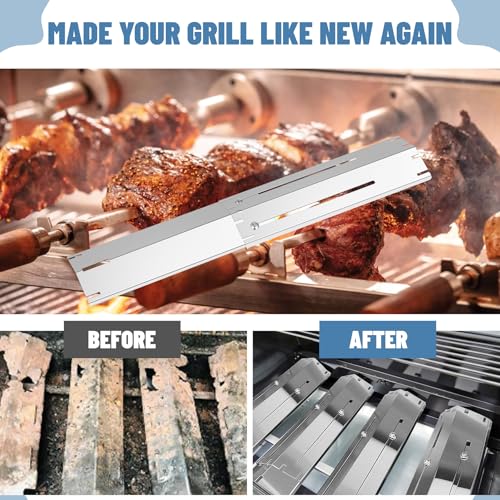 Universal Stainless Steel Adjustable Grill Heat Plates Heat Tents Heat Shields Burner Cover, Compatible with Charbroil, Nexgrill, Brinkmann, Dyna Glo etc., Extends from 11.75" up to 21" L, 5 Pack - size: 5-Pack