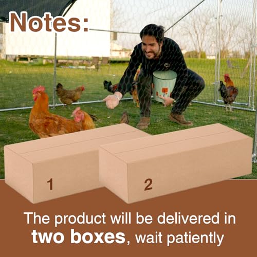 Large Metal Chicken Coop for 40-45 Chickens, Walk-in Chicken Run, Chicken Pen Outdoor W/Cover, Waterproof & Anti-UV, 26.3' D x 9.8' W x 6.4' H, Wire Mesh Poultry Cage for Yard #LYJL08JD-US - size: 315.6"L x 117.6"W x 76.8"H, style: Spire Roof