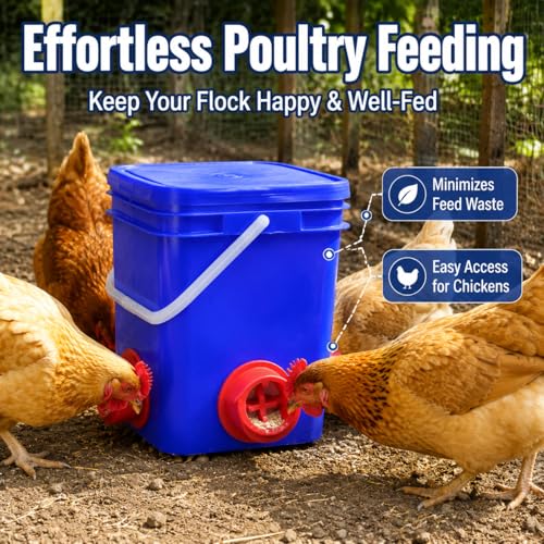 Automatic Feeder Dispenser Feeding Container Equipment for Bird Care Suitable for Farm Outdoor Breeding Backyard Coop, Automatic Poultry Feeder with