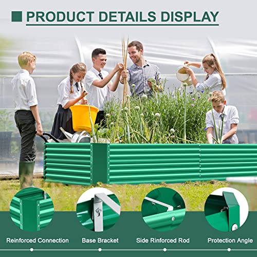 Land Guard 6×3×2 ft Galvanized Metal Raised Garden Bed, 2FT Deep Root Elevated Planter Box Steel Large Vegetable Flower Bed Kit(Green) - color: Green, size: 6×3×2ft(Rectangular)