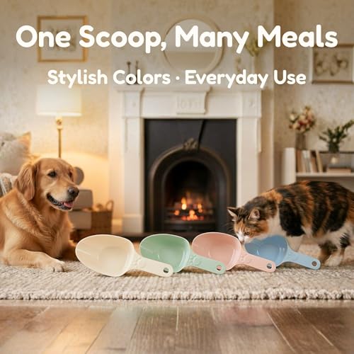 Dog Food Scoop 1 Cup, One Cup Measuring Cup, Food Grade Melamine Pet Food Measuring Scoop with 1/2&1/4 Cup Markings, Long Handle Food Scoop For Cat, Ferret, Rabbit, Sturdy & Dishwasher Safe (Pink) - color: Pink