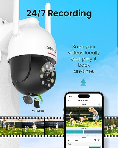 DEKCO 2K Security Camera Outdoor 2Packs, WiFi Outdoor Security Cameras Pan-Tilt 360° View, 3MP Surveillance Cameras with Motion Detection and Siren, 2-Way Audio, Full Color Night Vision, Waterproof - color: 2Pack